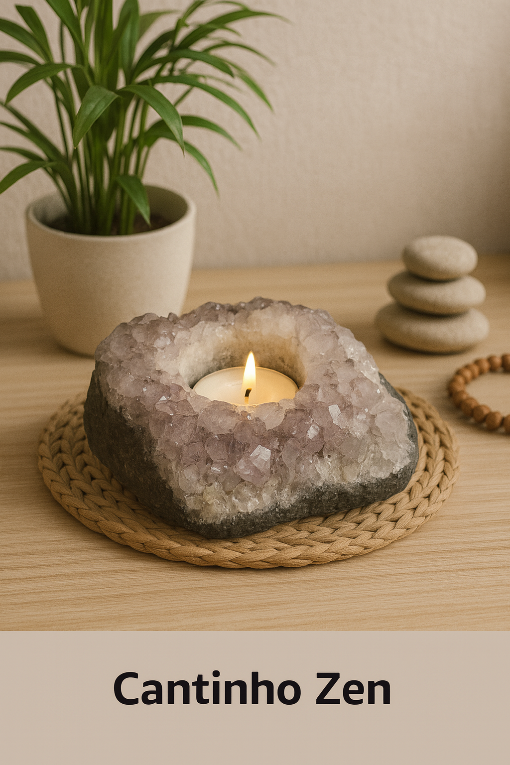 Ametista Bruta Natural 1,49 kg – Porta-Vela Artesanal | Cristal para Energização, Decoração Zen e Harmonização de Ambientes – Peça Exclusiva - Harmonia Plena