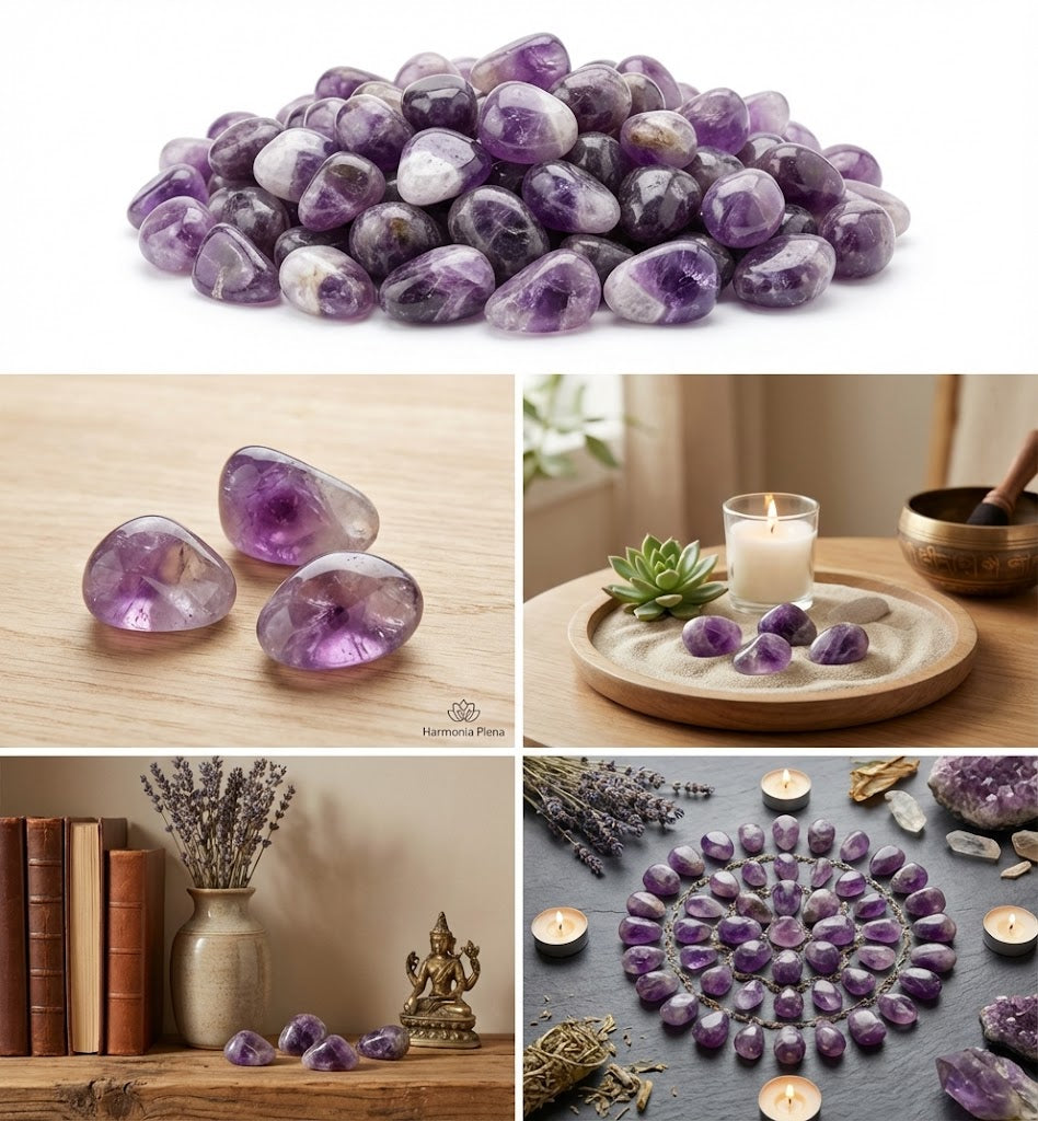 Ametista Pedra Natural Rolada por Peso | de Quartzo Violeta para Chakra Coronário e Harmonização Energética | Harmonia Plena Pedras Naturais 