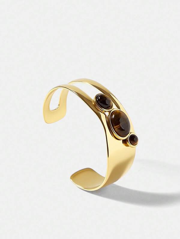 Bracelete Olho de Tigre Natural - Proteção Energética e Fortalecimento do Poder Pessoal - Semi Joias Harmonia Plena 