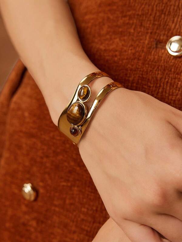 Bracelete Olho de Tigre Natural - Proteção Energética e Fortalecimento do Poder Pessoal - Semi Joias Harmonia Plena 