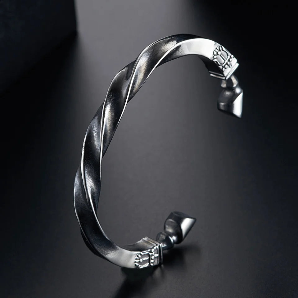 Bracelete Unissex Vintage em Aço Inoxidável Pulseira com Design de Casco de Cavalo -Semi Joias