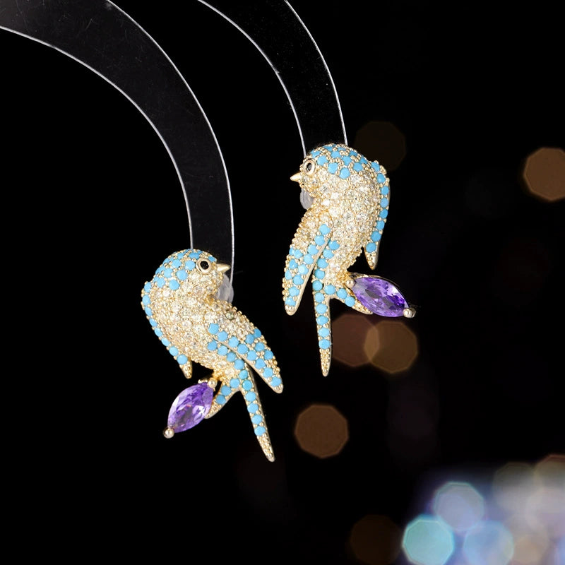 Brincos Femininos Cabeça de Leopardo com Zircônia - Vários Estilos de Brincos Pequenos Criativos - Semi Joias