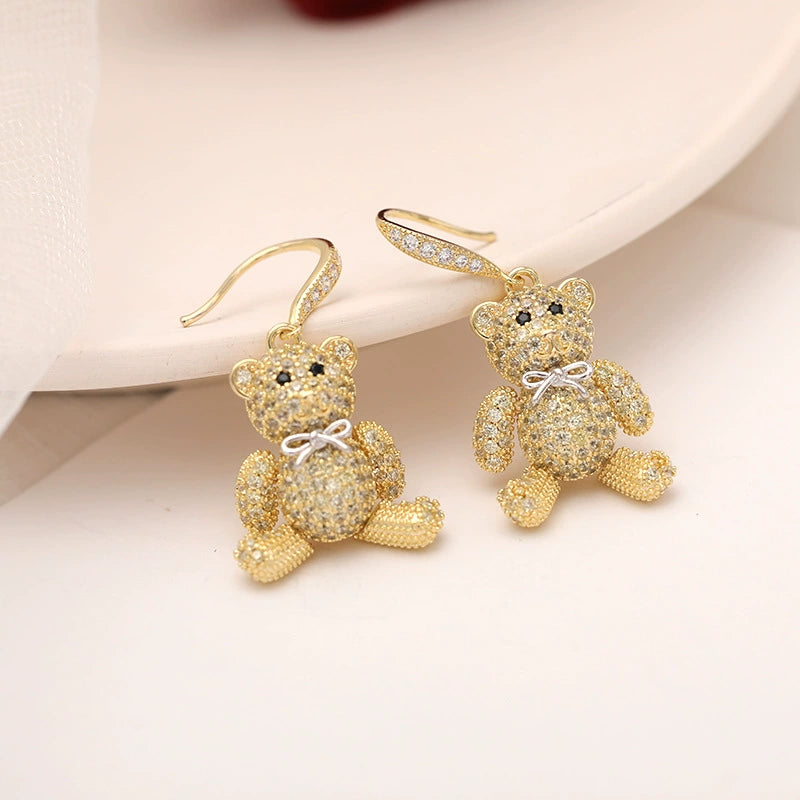 Brincos Femininos Cabeça de Leopardo com Zircônia - Vários Estilos de Brincos Pequenos Criativos - Semi Joias