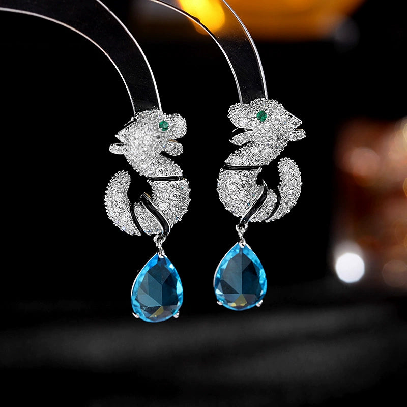 Brincos Femininos Cabeça de Leopardo com Zircônia - Vários Estilos de Brincos Pequenos Criativos - Semi Joias