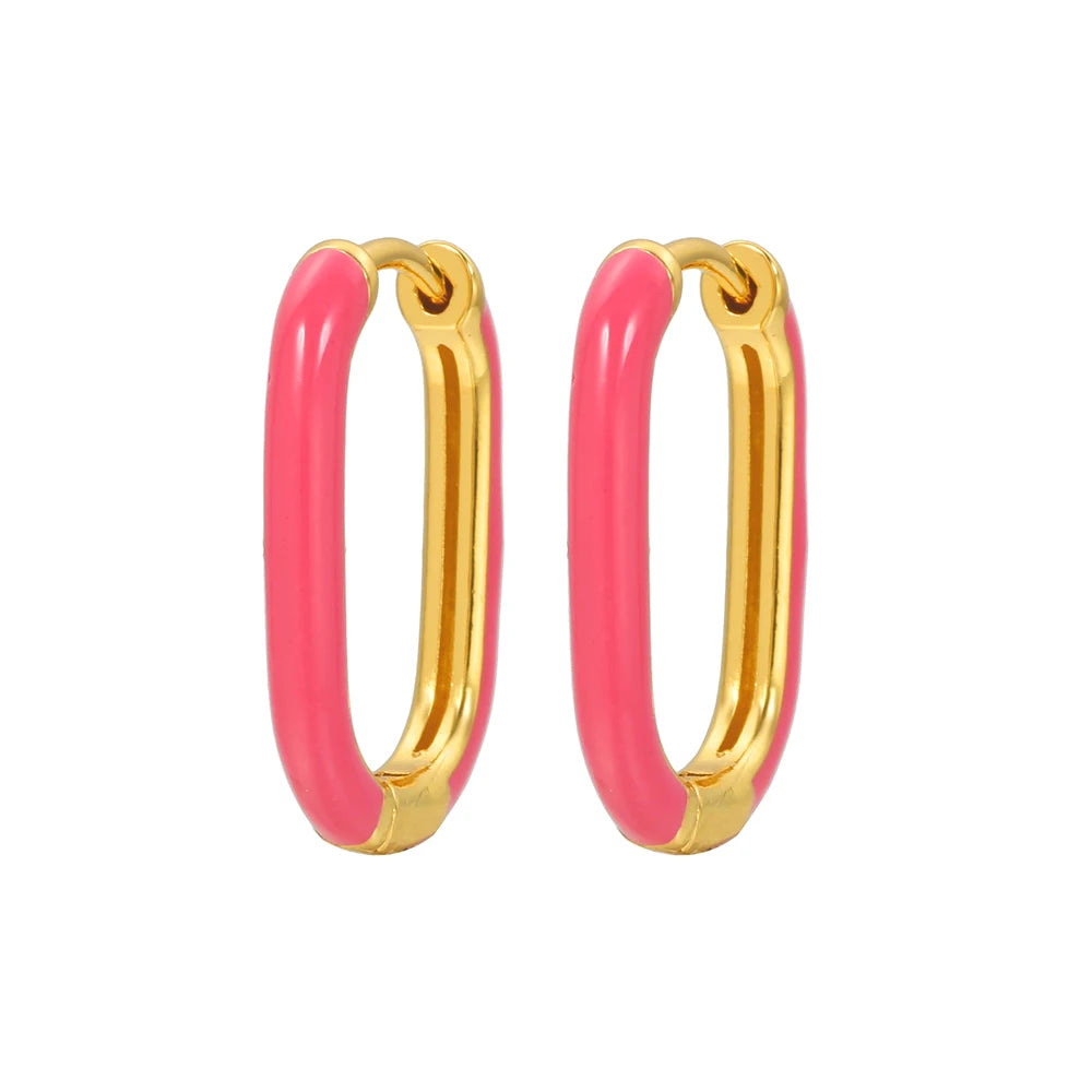 Brincos de Argola Pequena com Pingente de Estrela e Cogumelo Arco-Íris Boho - Feminino -