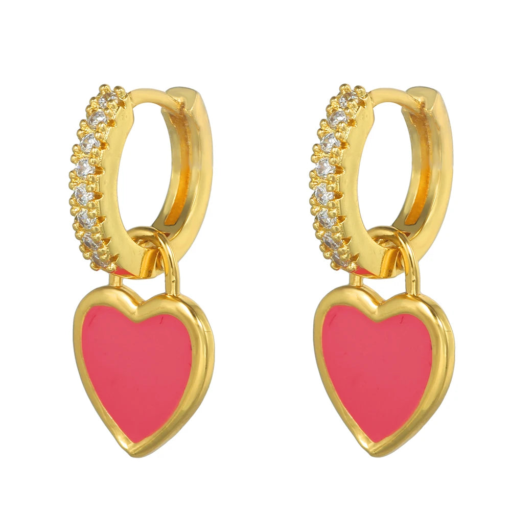 Brincos de Argola Pequena com Pingente de Estrela e Cogumelo Arco-Íris Boho - Feminino -79