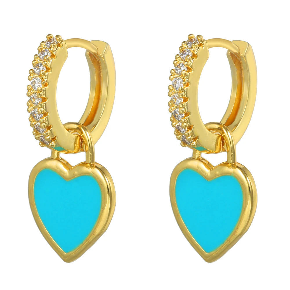 Brincos de Argola Pequena com Pingente de Estrela e Cogumelo Arco-Íris Boho - Feminino -79