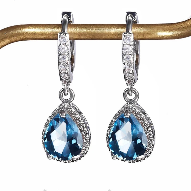 Brincos em Forma de Gota de Água em Prata 925 com Ametista -para Presentes de Aniversário - Semi Joias Femininas