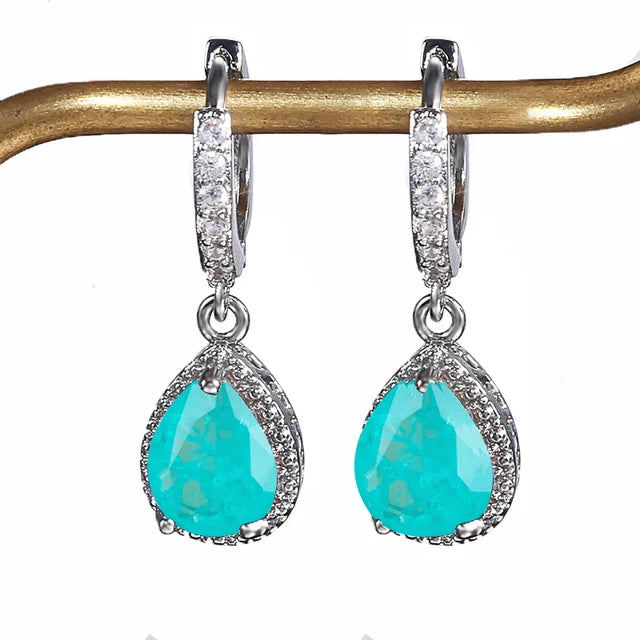 Brincos em Forma de Gota de Água em Prata 925 com Ametista -para Presentes de Aniversário - Semi Joias Femininas