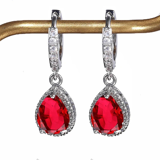 Brincos em Forma de Gota de Água em Prata 925 com Ametista -para Presentes de Aniversário - Semi Joias Femininas