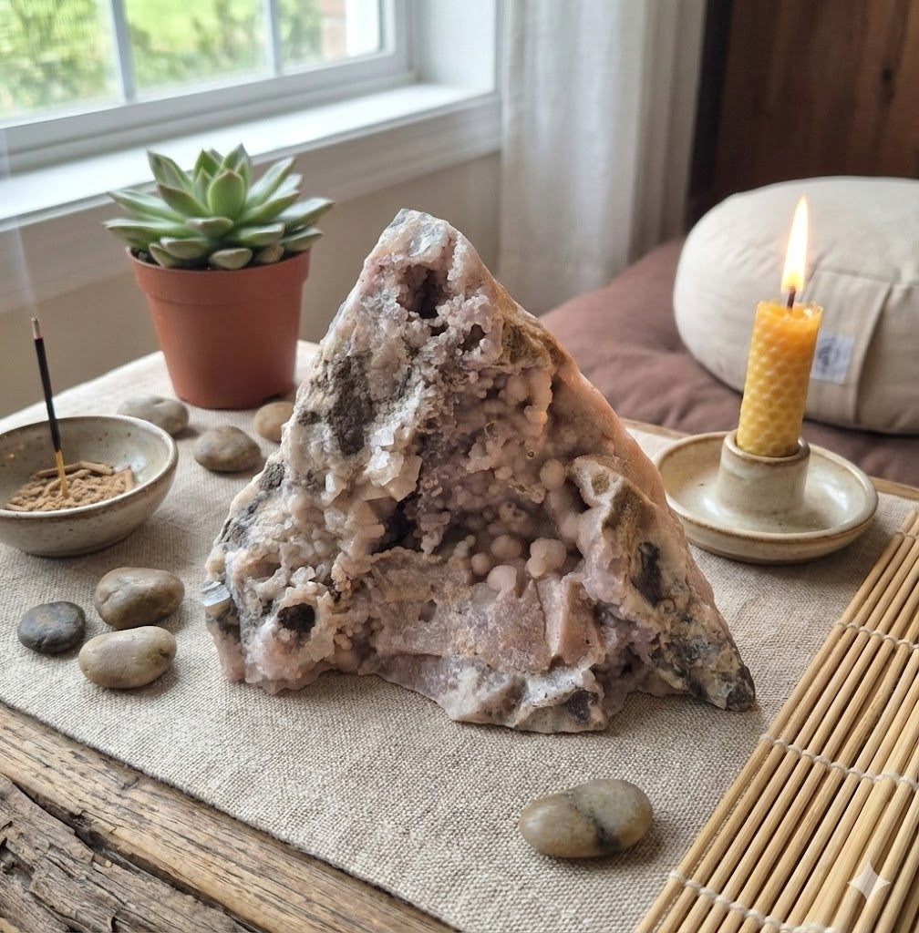 Calcedônia Botrioidal Natural 1,455 kg – Pedra de Harmonia, Proteção e Elevação Energética | Peça Única - Harmonia Plena