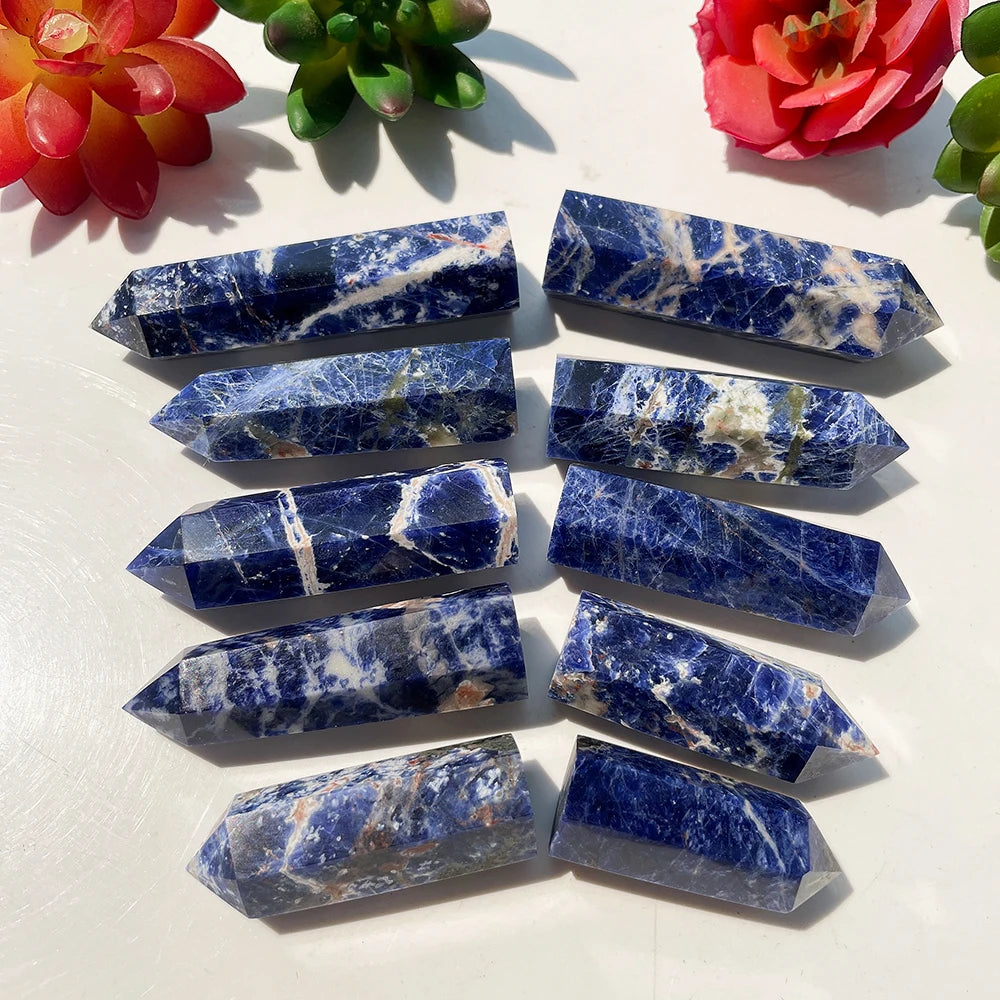 Cristais Pedra Natural Obelisco de Sodalita Reiki Feng Shui 