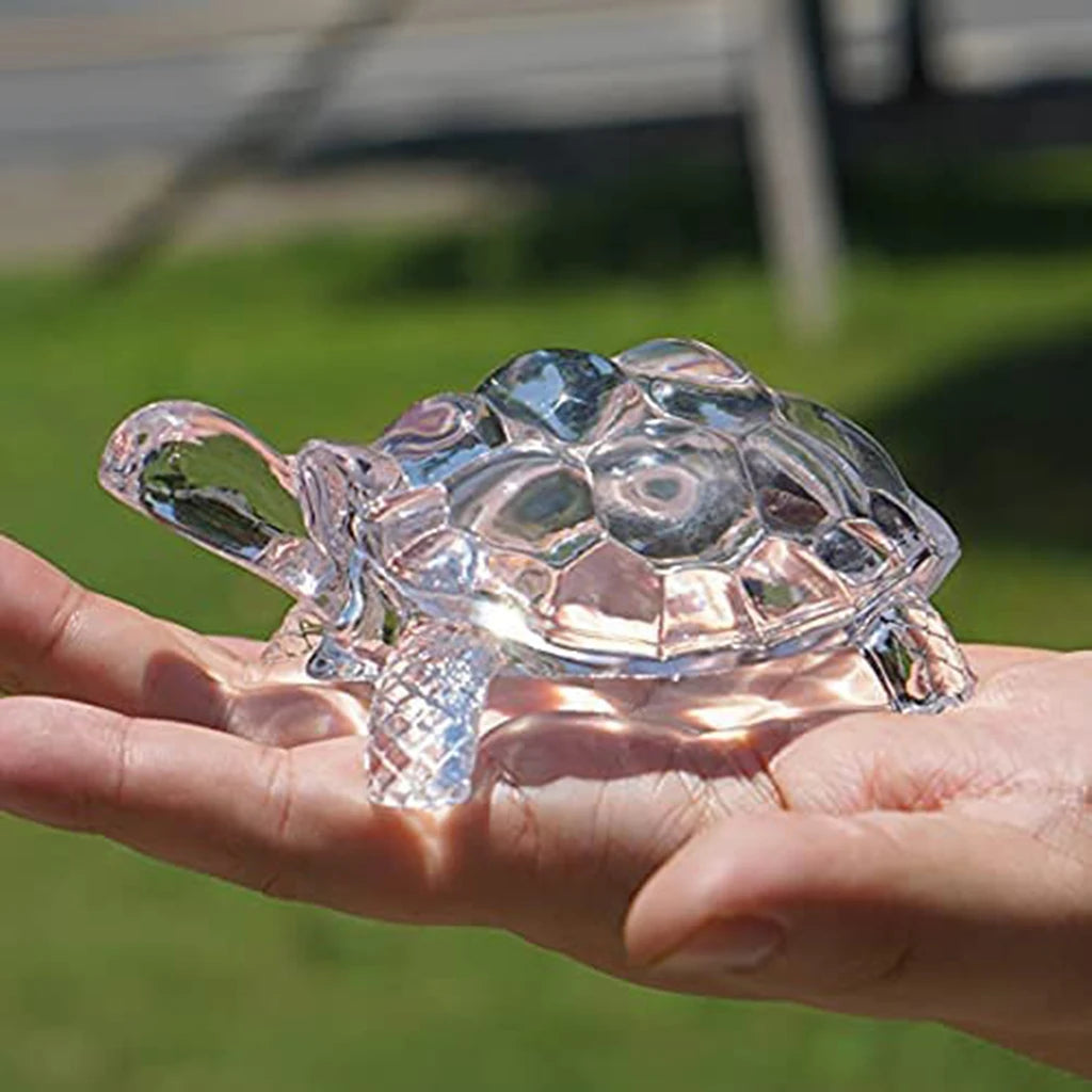 Estátua Miniatura de Tartaruga de Cristal: Enfeite Chinês Feng Shui para Sorte e Decoração de Casa ou Escritório