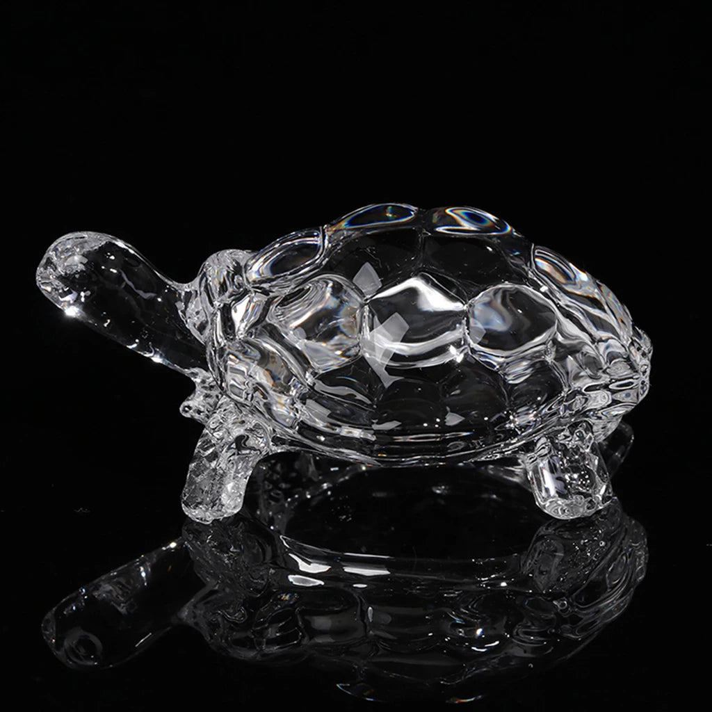 Estátua Miniatura de Tartaruga de Cristal: Enfeite Chinês Feng Shui para Sorte e Decoração de Casa ou Escritório