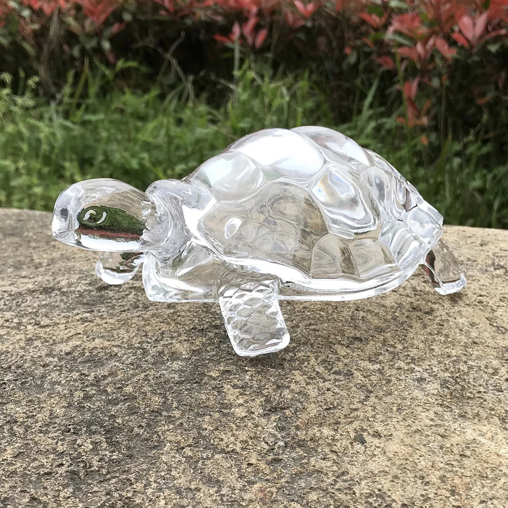 Estátua Miniatura de Tartaruga de Cristal: Enfeite Chinês Feng Shui para Sorte e Decoração de Casa ou Escritório