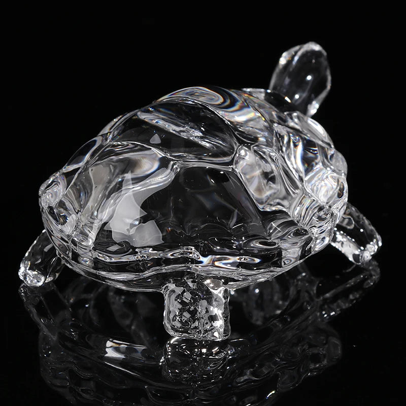 Estátua Miniatura de Tartaruga de Cristal: Enfeite Chinês Feng Shui para Sorte e Decoração de Casa ou Escritório