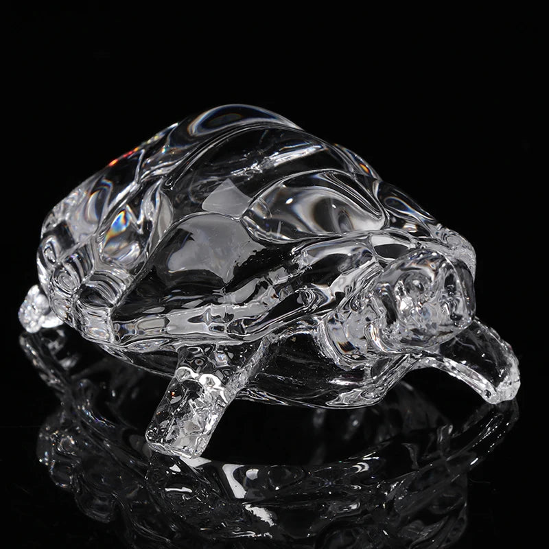 Estátua Miniatura de Tartaruga de Cristal: Enfeite Chinês Feng Shui para Sorte e Decoração de Casa ou Escritório