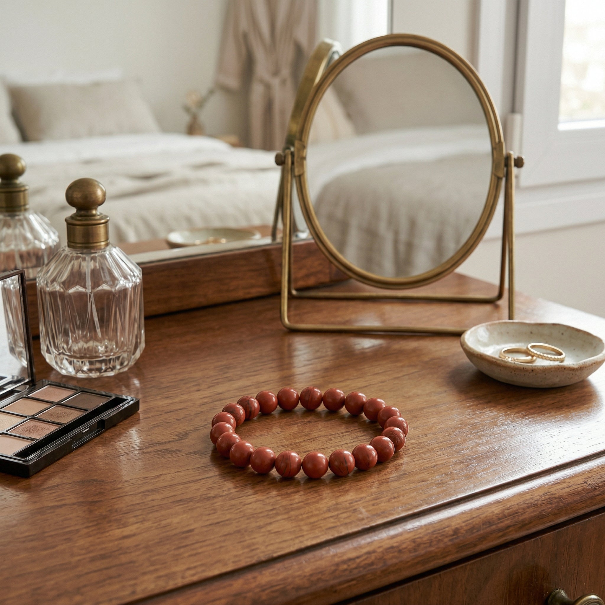 Pulseira de Jaspe Vermelho Natural Tipo A - Proteção, Energia, Força e Aterramento | Harmonia Plena