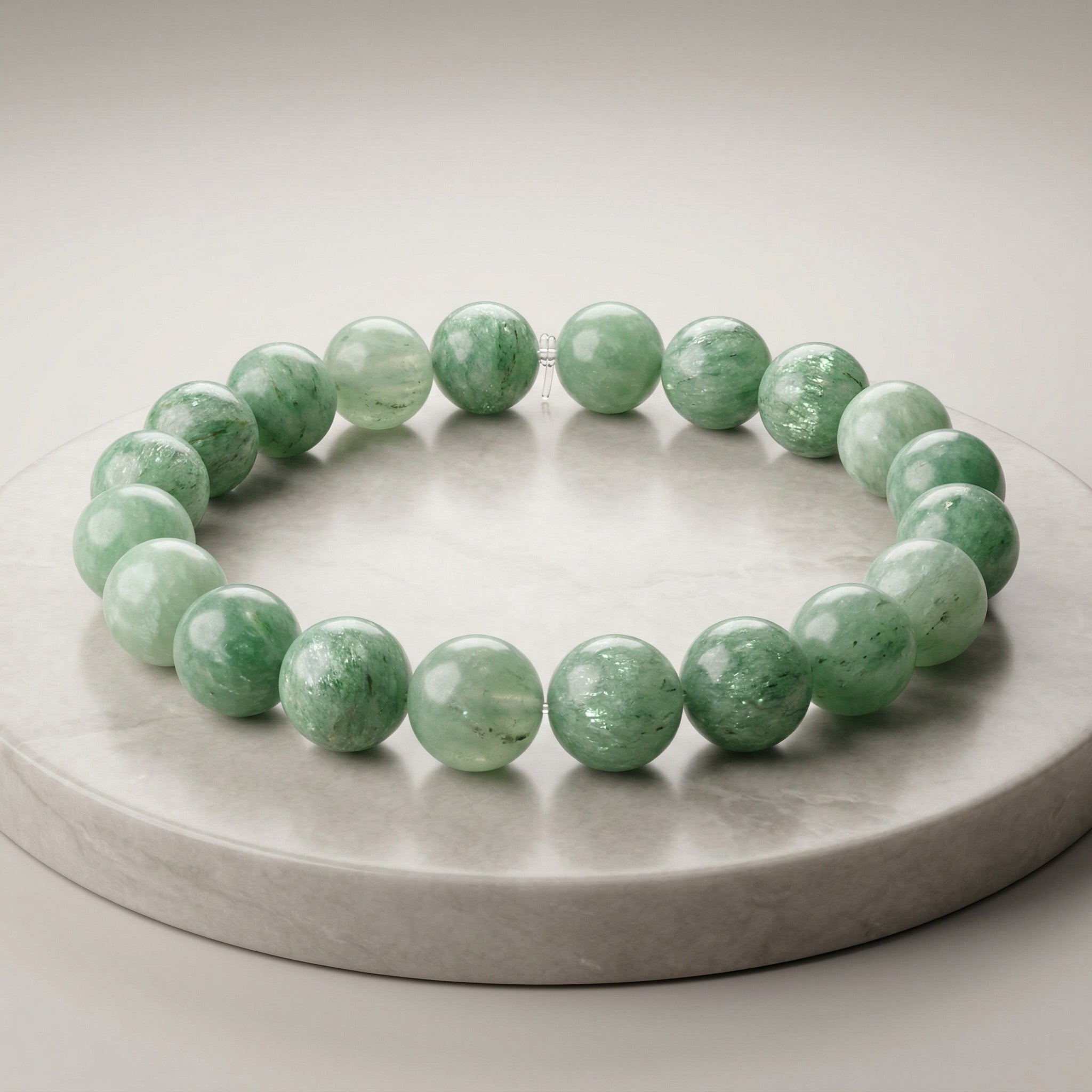 Pulseira Quartzo Verde Natural - Pedra de Cura, Equilibrio e Vitalidade | Harmonia Plena