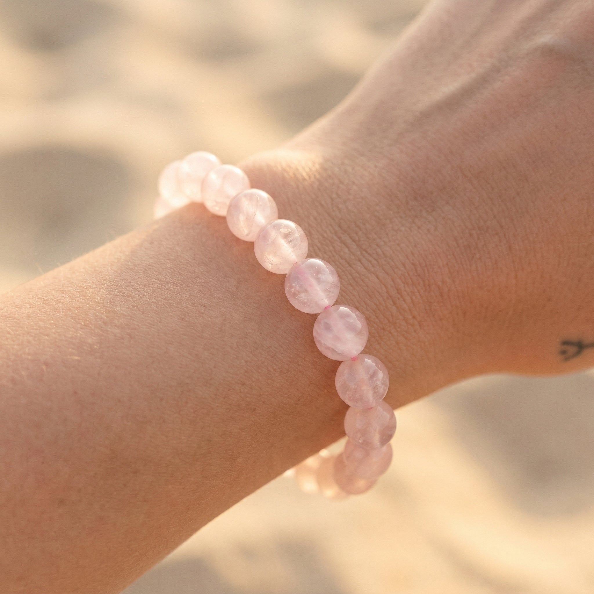 Pulseira Pedra Natural Quartzo Rosa - Portal Energético do Amor | Harmonia Plena