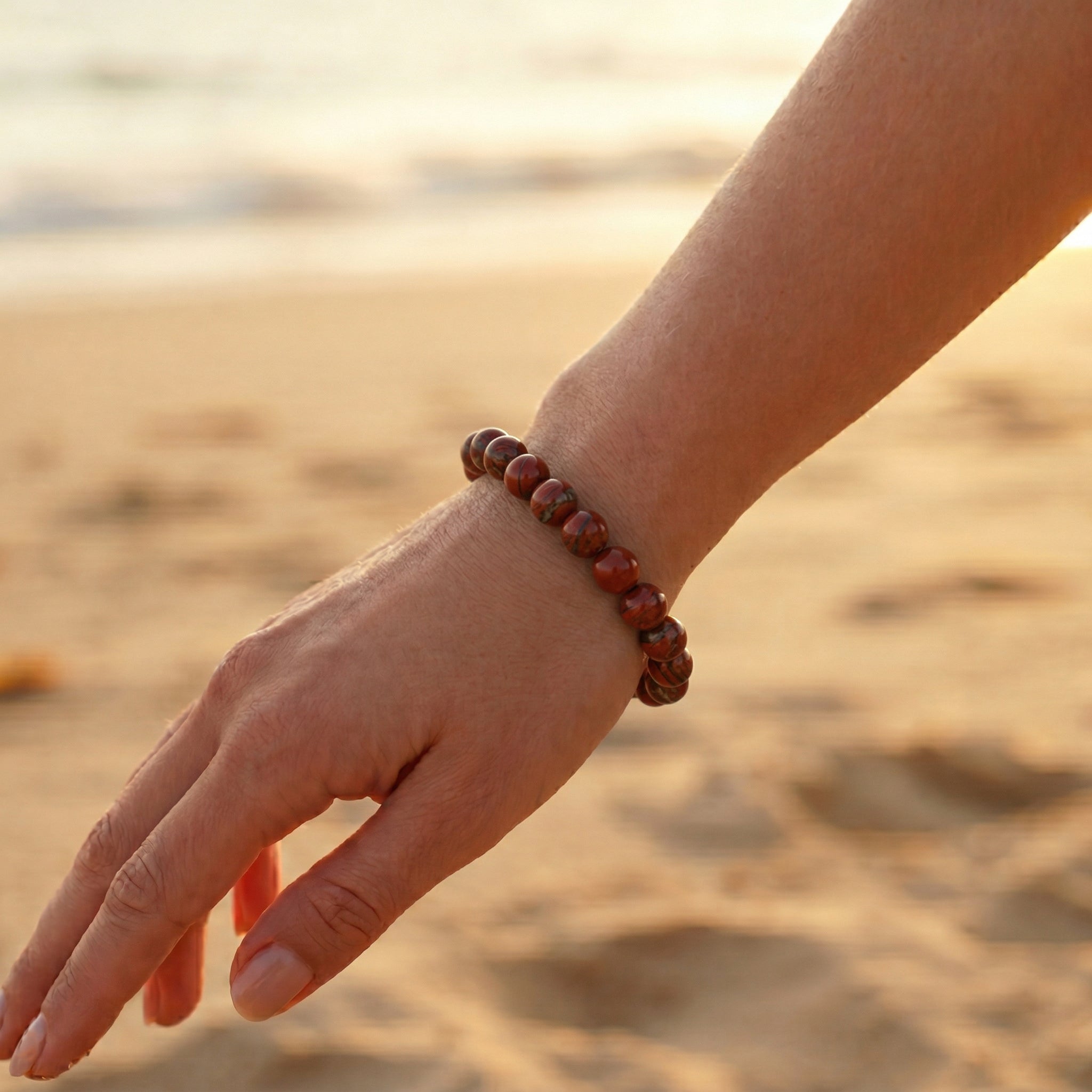 Pulseira de Jaspe Vermelho Natural Tipo A - Proteção, Energia, Força e Aterramento | Harmonia Plena