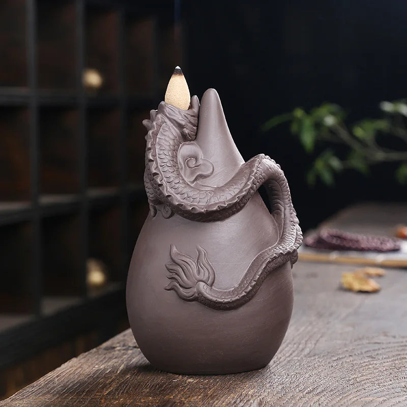 Incensário de Dragão - Queimador de Incenso em Cascata de Fluxo Reverso, Ornamento Decorativo para Casa, Presente Criativo (1 Peça, Sem Incenso)