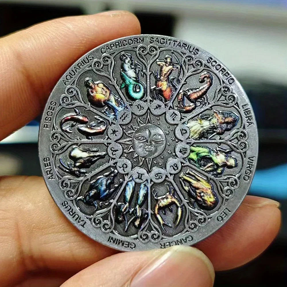 Moedas Colecionáveis, Moedas do Horóscopo, Moedas Europeias e Americanas, Moedas Comemorativas dos Doze Signos do Zodíaco, Guardiã Deusa da Sorte - Zodíaco