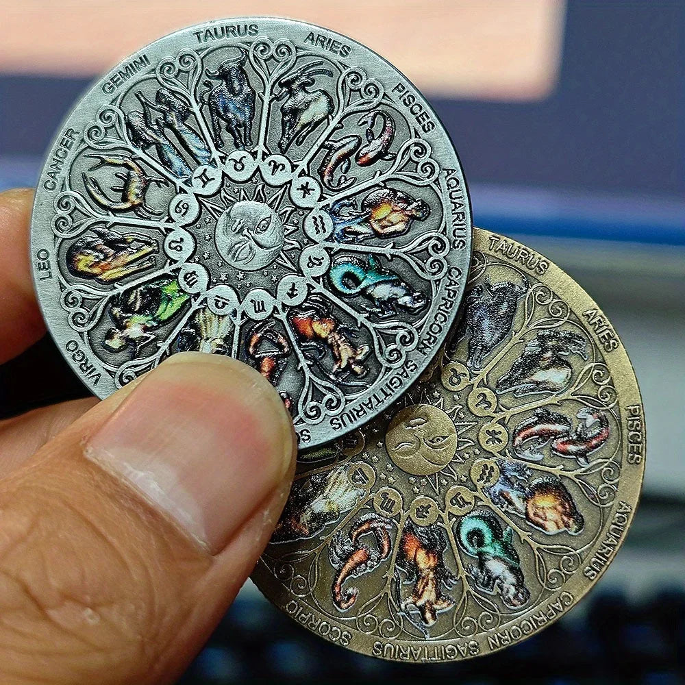 Moedas Colecionáveis, Moedas do Horóscopo, Moedas Europeias e Americanas, Moedas Comemorativas dos Doze Signos do Zodíaco, Guardiã Deusa da Sorte - Zodíaco