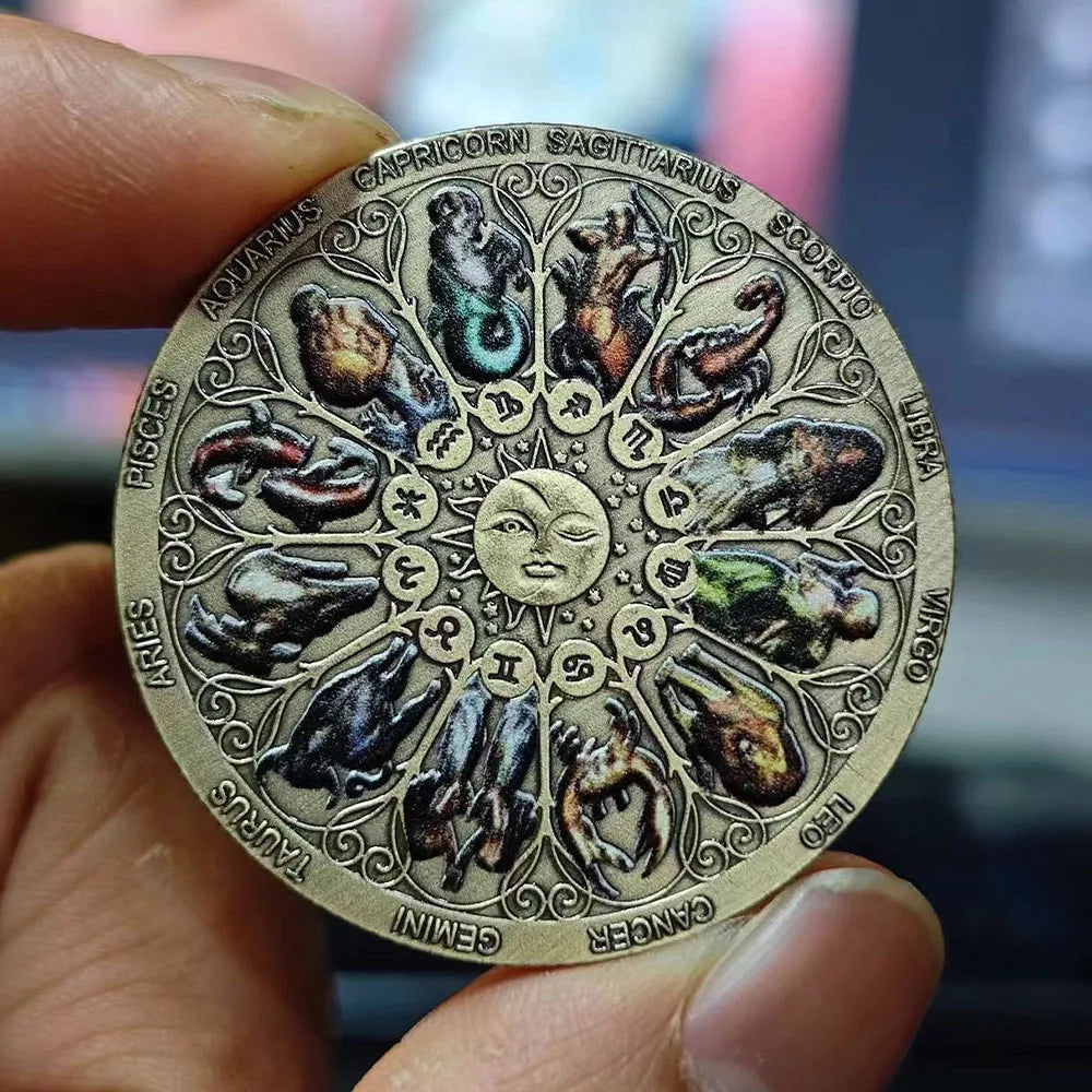 Moedas Colecionáveis, Moedas do Horóscopo, Moedas Europeias e Americanas, Moedas Comemorativas dos Doze Signos do Zodíaco, Guardiã Deusa da Sorte - Zodíaco