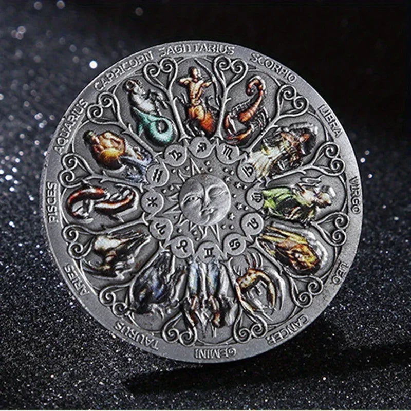 Moedas Colecionáveis, Moedas do Horóscopo, Moedas Europeias e Americanas, Moedas Comemorativas dos Doze Signos do Zodíaco, Guardiã Deusa da Sorte - Zodíaco