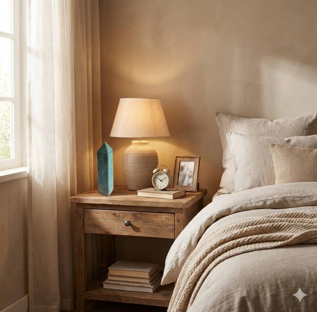 Obelisco de Amazonita Natural 16 cm – Pedra Verde para Decoração, Harmonização e Energia – Lapidação em 4 Lados, Peso Aproximado – Ideal para Sala, Escritório e Coleção -Harmonia Plena 