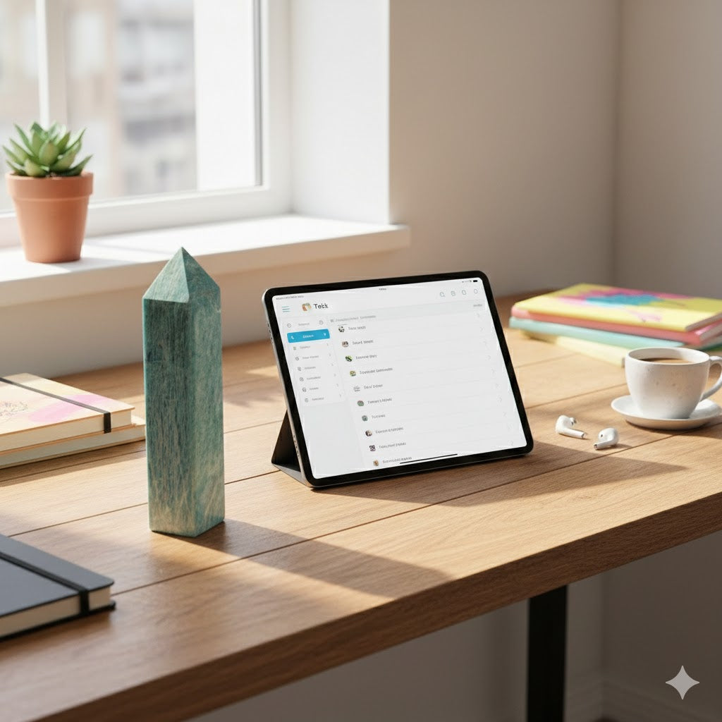 Obelisco de Amazonita Natural 16 cm – Pedra Verde para Decoração, Harmonização e Energia – Lapidação em 4 Lados, Peso Aproximado – Ideal para Sala, Escritório e Coleção -Harmonia Plena 