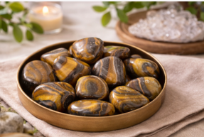 Olho de Tigre Natural Rolado | Pedra de Proteção, Coragem, Prosperidade  | Venda por Peso - Hamonia Plena - Pedras 