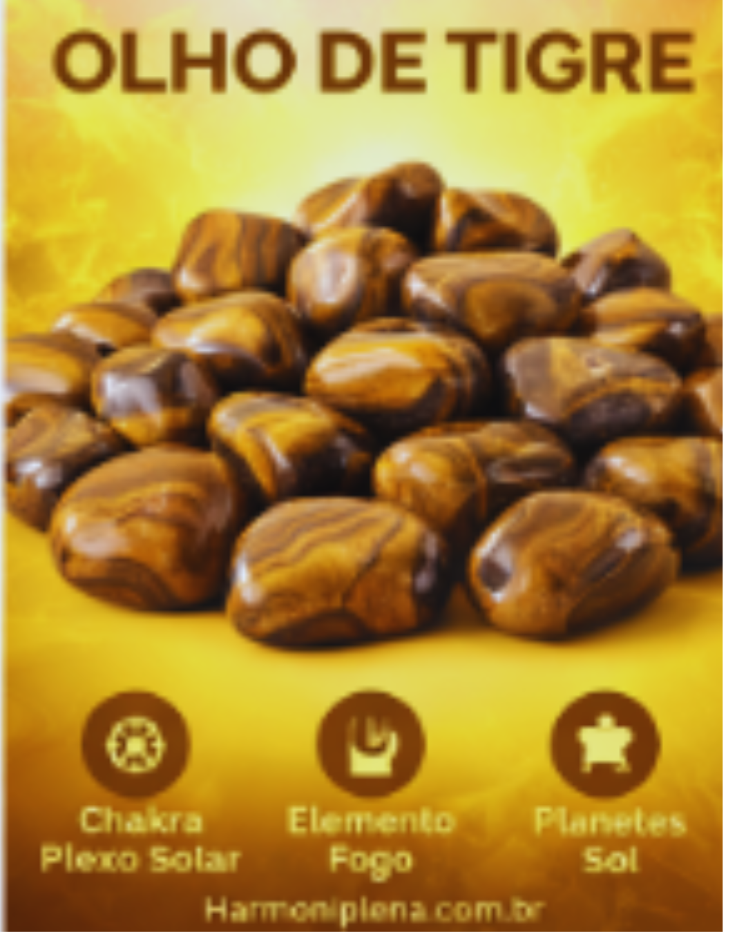 Olho de Tigre Natural Rolado | Pedra de Proteção, Coragem, Prosperidade  | Venda por Peso - Hamonia Plena - Pedras 