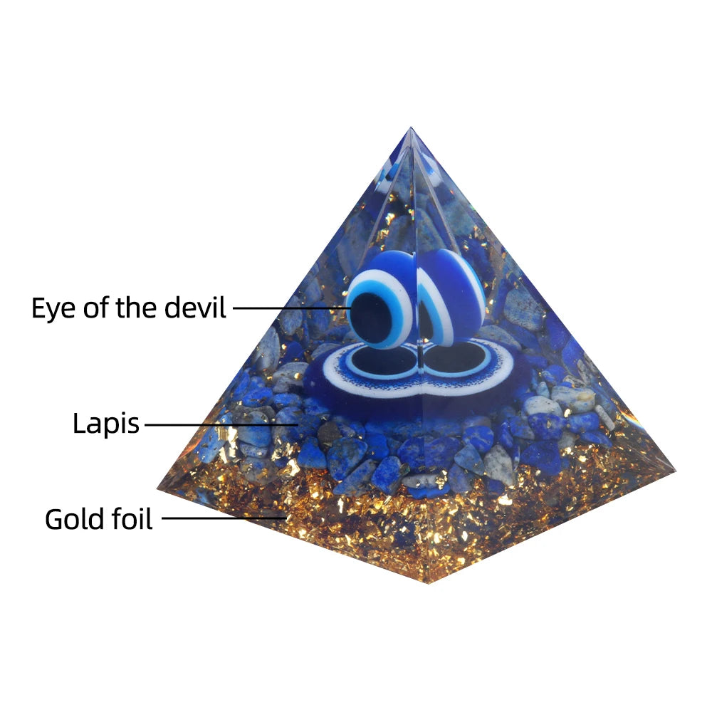 Orgonite - Pirâmide de Lápis-Lazúli com Cristais - 23 Modelos de Peça Decorativa para Reiki e Harmonização de Ambientes - Decoração