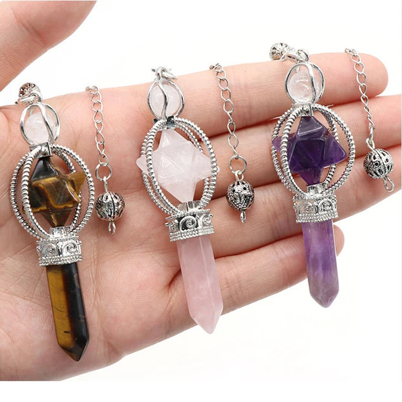Pêndulo de Cristal  Pingente de Pedra Natural - Radiestesia - Reiki