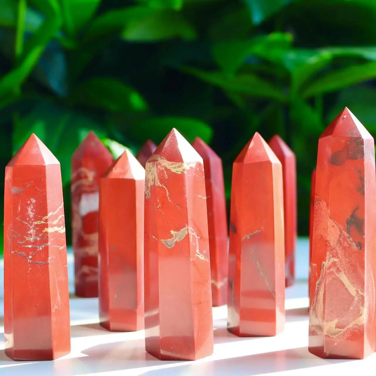 Pedra Natural Jaspe Vermelho Pirâmide Feng Shui Reiki