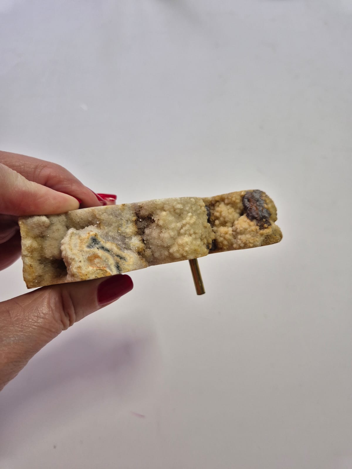  Pedra Natural Ágata Fatia com Suporte de Incenso em Cobre – Peça Única para Decoração, Aromaterapia e Energia – Base Orgânica em Corte Irregular - Harmonia Plena