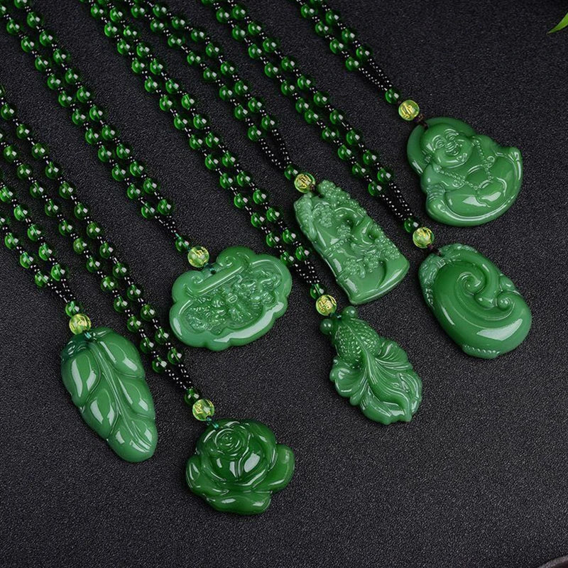Pingentes de Pedra Natural Jade Unissex - Semi Joias