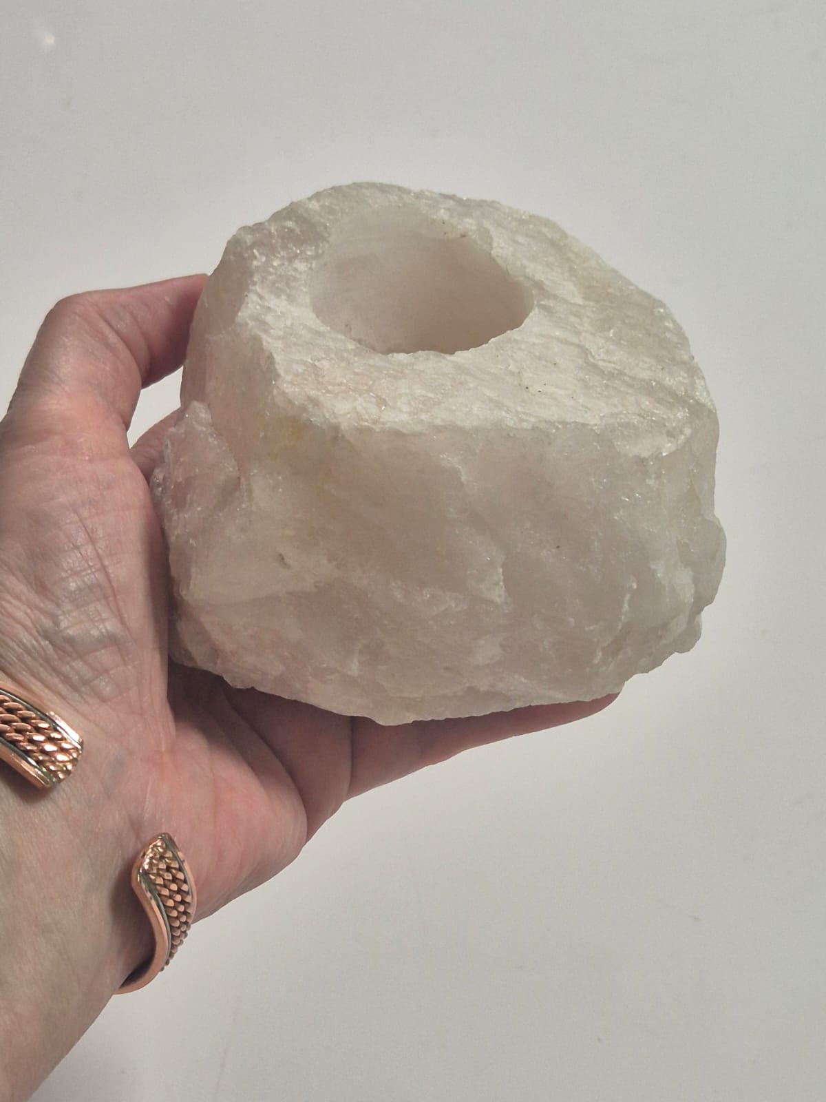 Porta-Velas de Quartzo Rosa Natural – 1.480 kg | Peça Artesanal Única para Decoração, Meditação e Energia do Amor | Doca Express