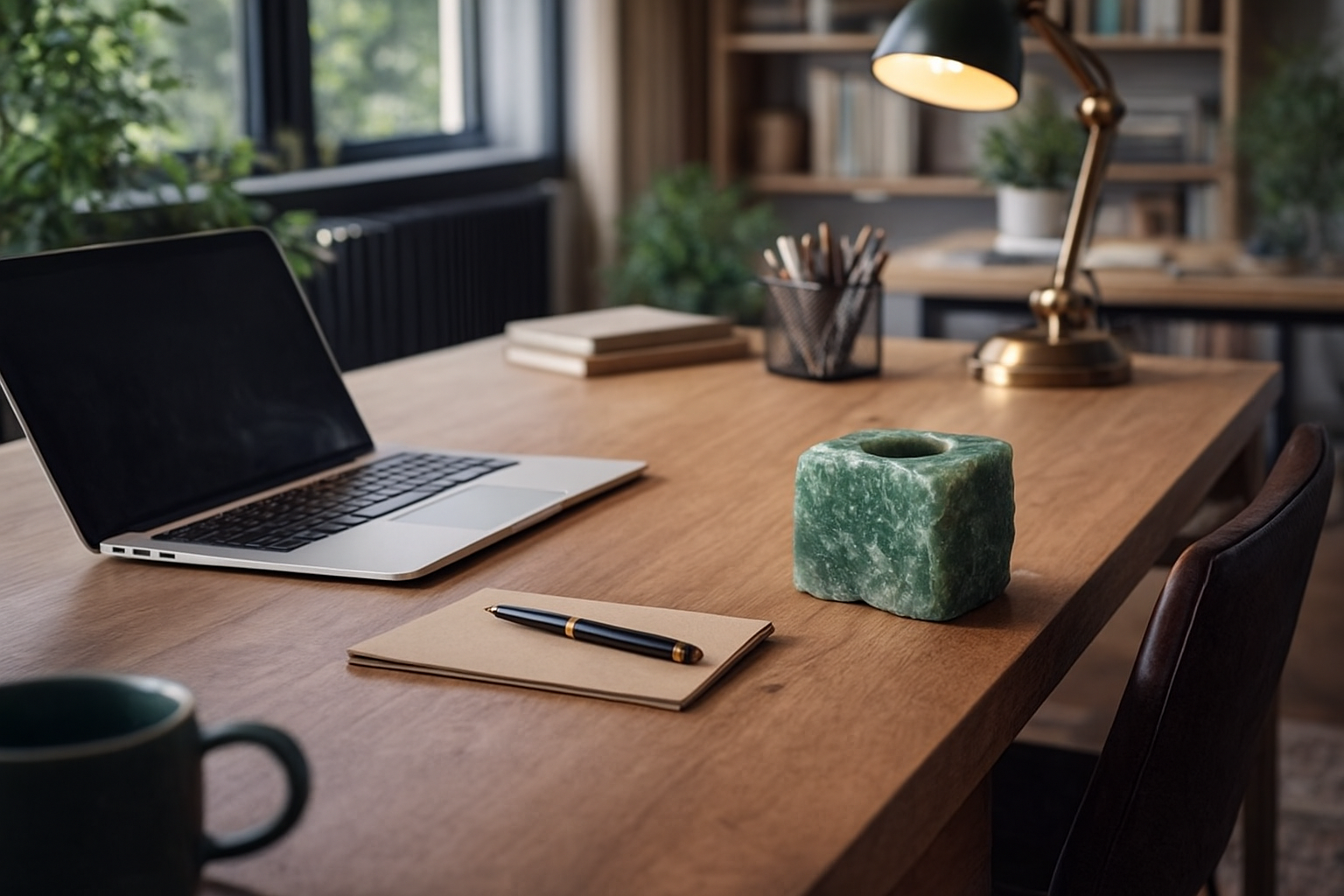 Porta-Velas de Quartzo Verde Natural - 1480 gramas - Peça Artesanal Única para Decoração, Meditação e Energia Positiva - Harmonia Plena 