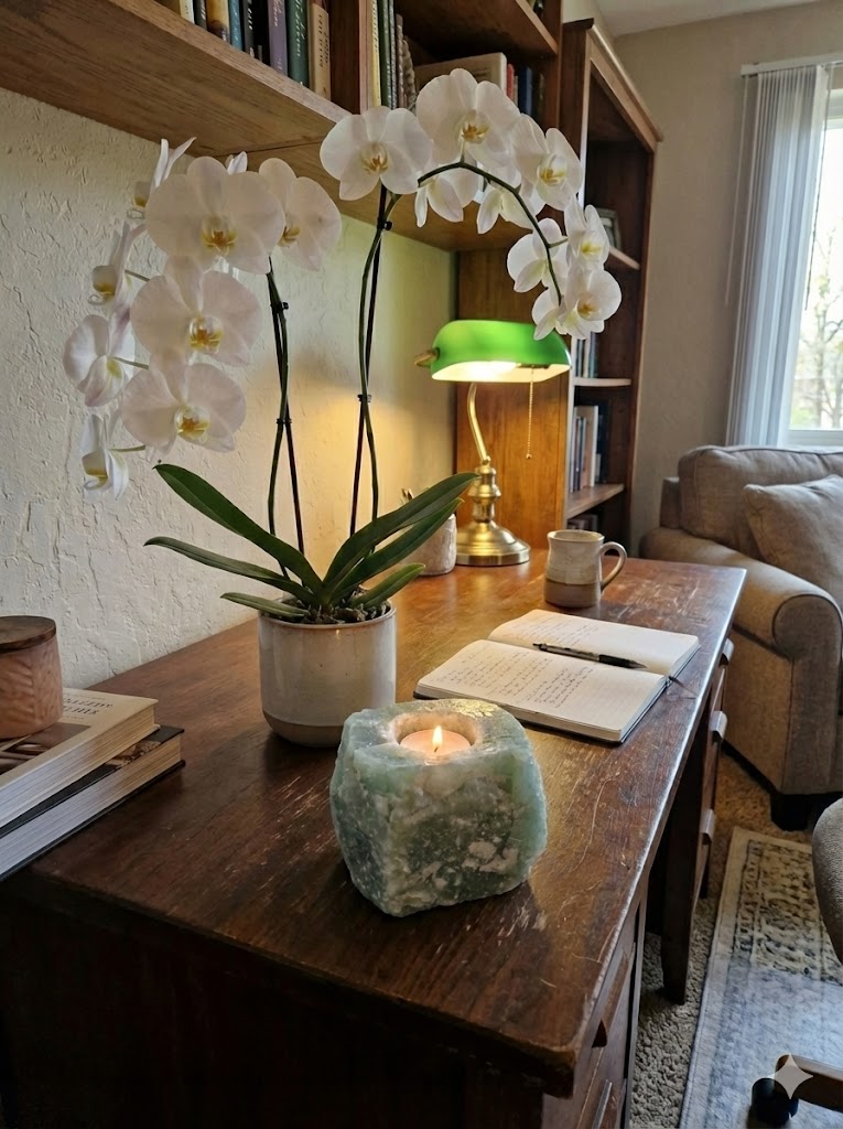 Porta-Velas de Quartzo Verde Natural - 1480 gramas - Peça Artesanal Única para Decoração, Meditação e Energia Positiva - Harmonia Plena 