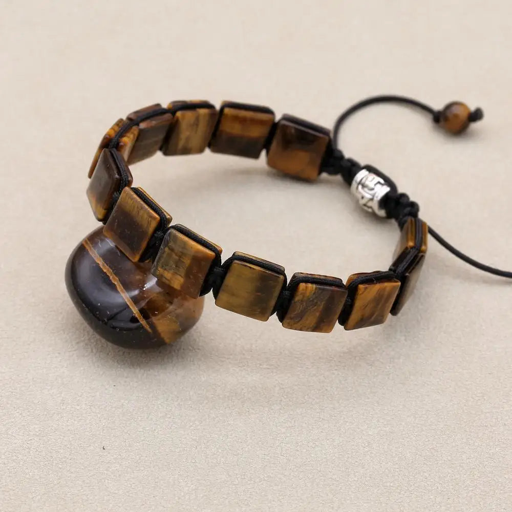 Pulseira Ajustável Pedra Natural Lápiz-Lazúli de 10mm Unissex Cristais Semi Joias Reiki Feng Shui