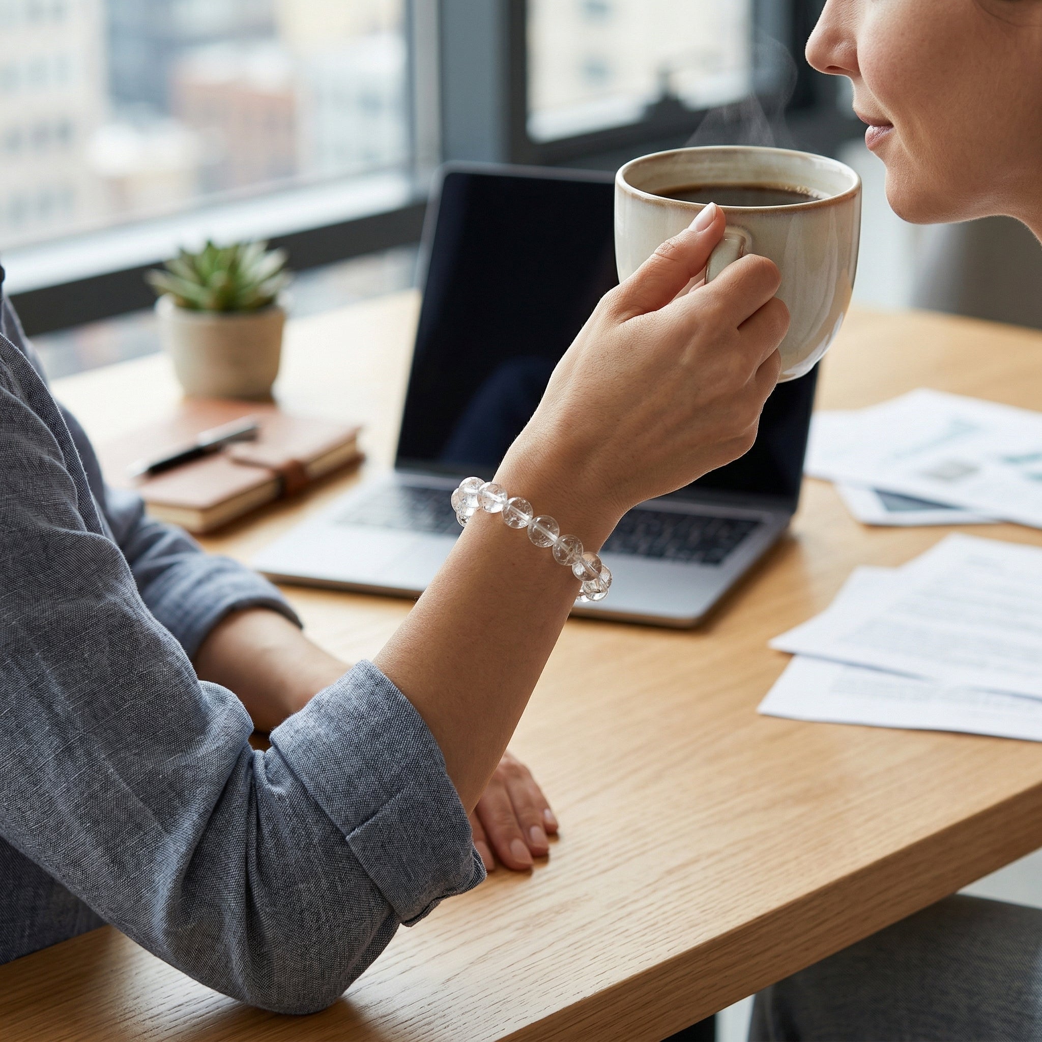 Pulseira Cristal de Rocha Natural - Amplificaçãoi Energética, Clareza e Equilibrio | Harmonia Plena
