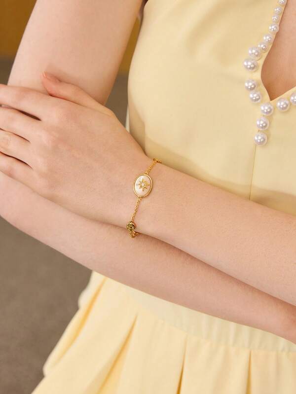 Pulseira Feminina Estrela de Luz Dourada - Símbolo de Proteção Direção e Conexão Espiritual - Semi Joias Harmonia Plena 