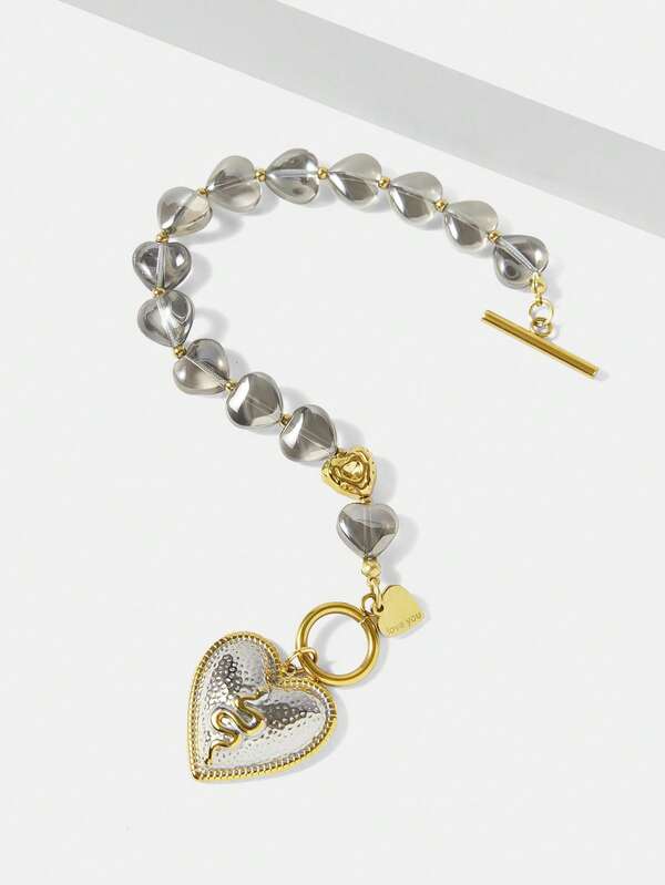 Pulseira Feminina de Proteção Serpente com Corações Energéticos - Amuleto de Transmutação e Força Espíritual - Harmonia Plena Semi Joias 