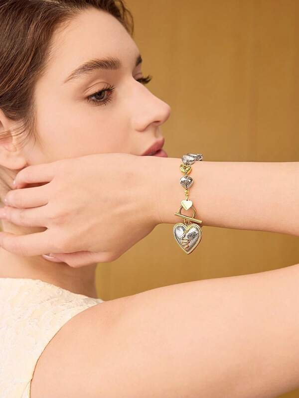 Pulseira Feminina de Proteção Serpente com Corações Energéticos - Amuleto de Transmutação e Força Espíritual - Harmonia Plena Semi Joias 