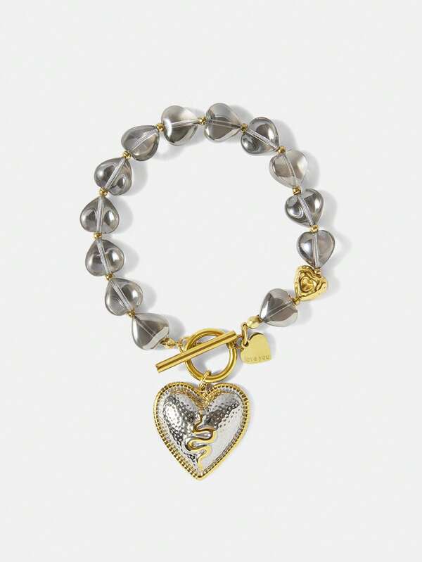 Pulseira Feminina de Proteção Serpente com Corações Energéticos - Amuleto de Transmutação e Força Espíritual - Harmonia Plena Semi Joias 