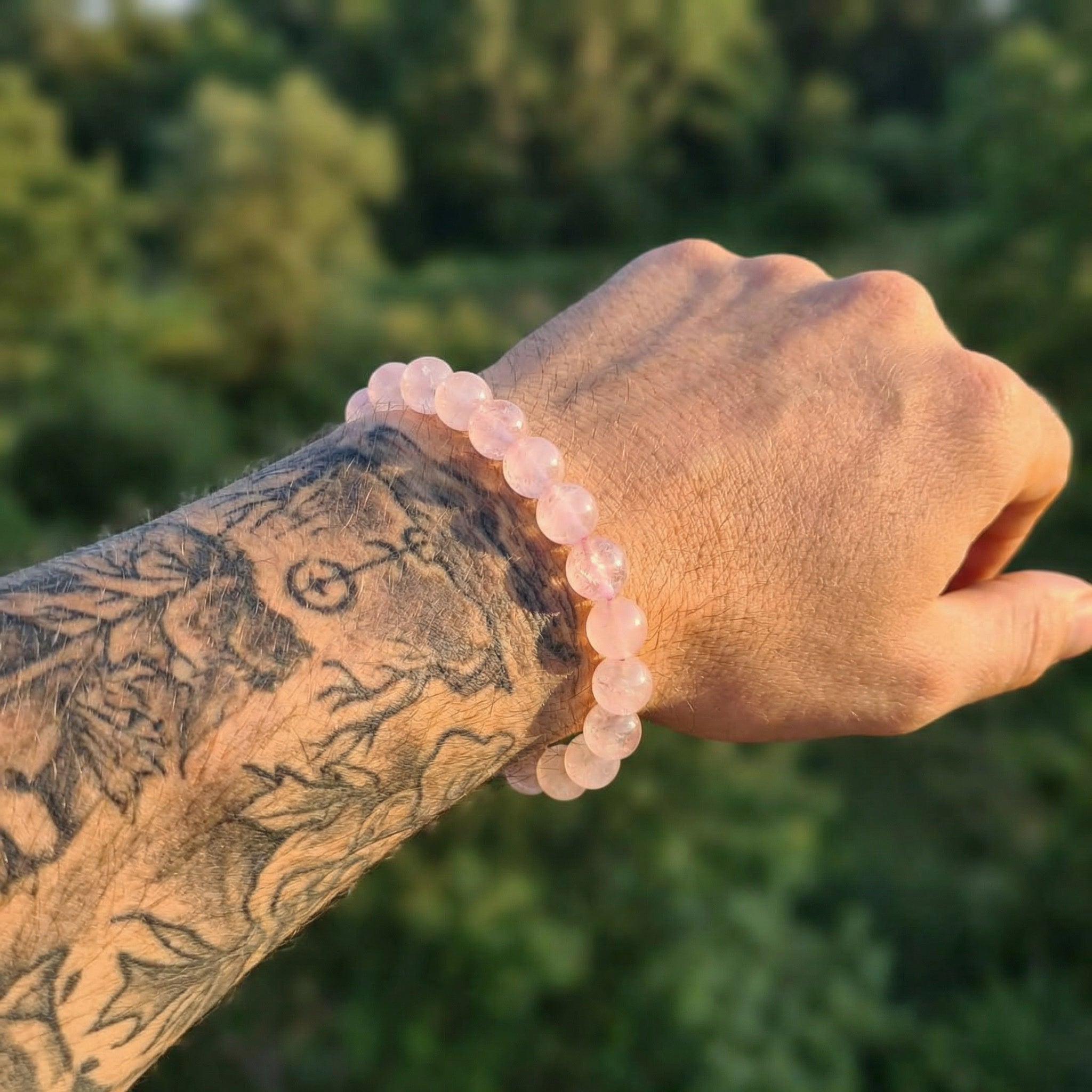Pulseira Pedra Natural Quartzo Rosa - Portal Energético do Amor | Harmonia Plena