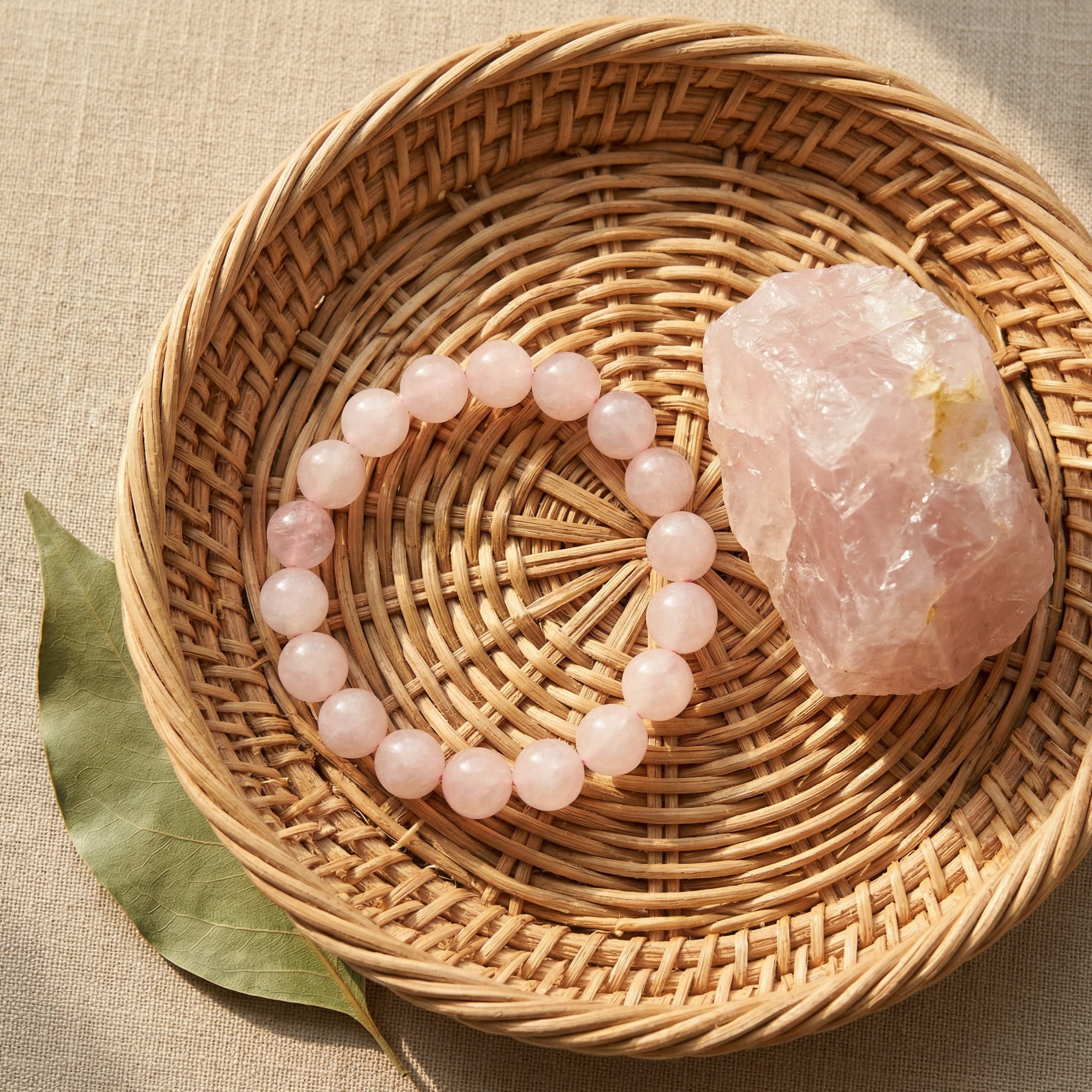 Pulseira Pedra Natural Quartzo Rosa - Portal Energético do Amor | Harmonia Plena